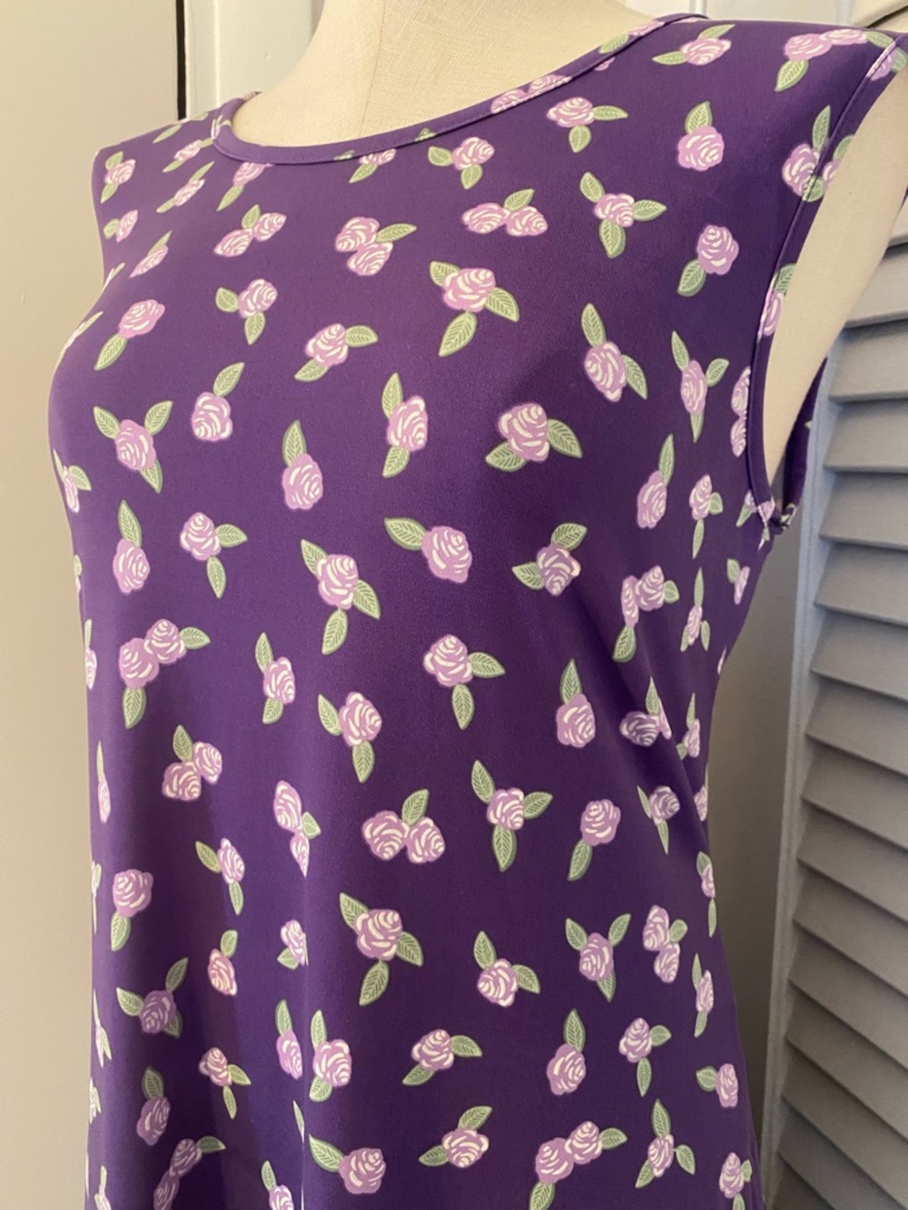 Vintage 1990’s “Blair” Purple Midi Dress with Floral Print- Size Medium - Picture 3 of 8